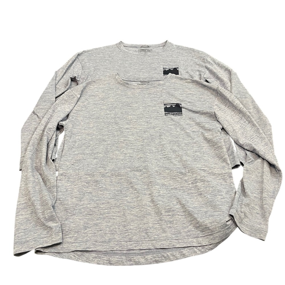 Patagonia Capilene Cool Daily Shirt Girls L 12 Blue Heather Long Sleeve Graphic